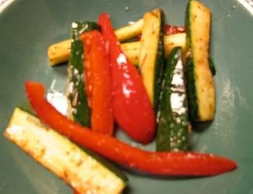 Stir fried zucchini and red bell pepper