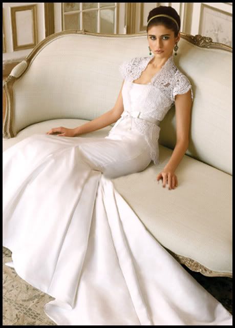 wedding gown with short sleeve bolero