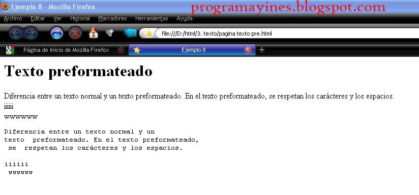 texto preformateado html,html,texto preformateado,programayines,programayin
