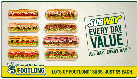 Subway 5 Dollar Foot Long gif by Mazur_photos | Photobucket